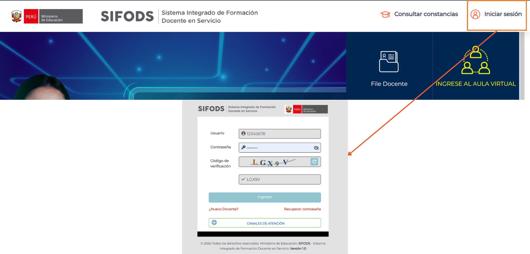 Formulario de inicio de sesión