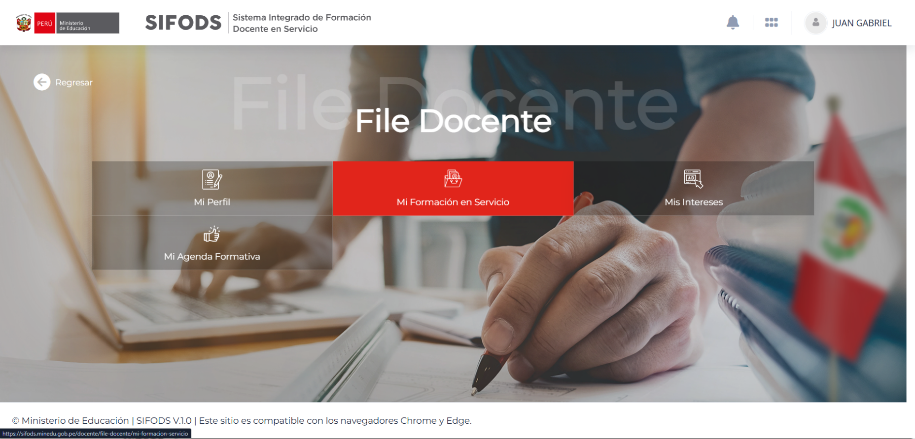 Sección Mi formación en servicio